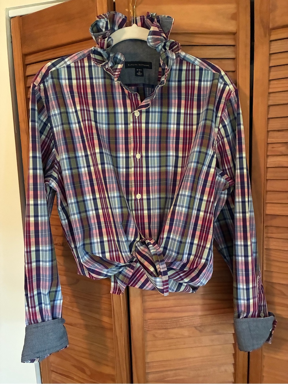 Banana Republic Plaid Button-Down Shirt in Red, Blue, White